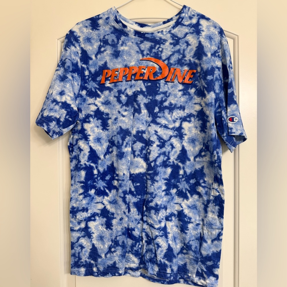 Pepperdine Waves Blue and White Tie-Dye Tee